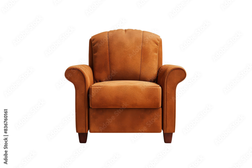 Fototapeta premium Brown Leather Armchair Isolated On Black Background