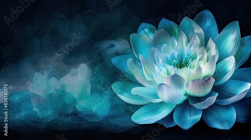 water lily is surrounded by a dark background Generative AI
