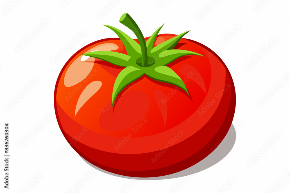 a tomato with a green stem on top, a tomato with a green stem on top, vibrant vector Illustration single, perfectly ripe tomato against a clean white background a tomato with a green stem on top, a tomato with a green stem on top, vibrant vector Illustration single, perfectly ripe tomato against a clean white background