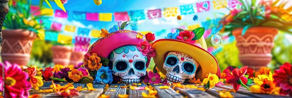 Fototapeta premium Calavera Sugar Skull for Dia de los Muertos (Day of the Dead)