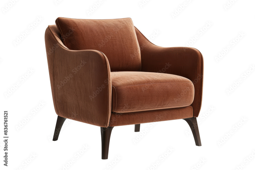Brown Velvet Armchair with Wooden Legs Brown Velvet Armchair with Wooden Legs