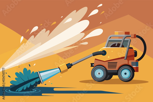 a man is using a lawn mower to cut leaves, high-pressure washer blasting away dirt and grime, leaving surfaces sparkling clean