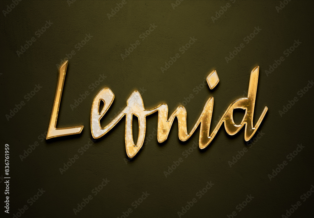 Old gold text effect of name Leonid with 3D glossy style Mockup. Old gold text effect of name Leonid with 3D glossy style Mockup.