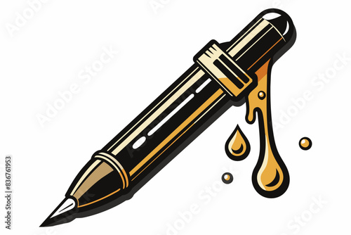 a fountain pen and a drop of ink, pen with a single dropink, symbolizing the powerwriting and expression