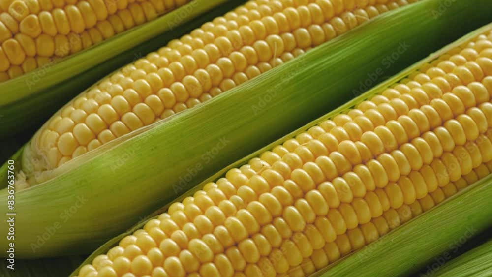Corn cob. Rotating background of fresh corn, close up. Corn cob. Rotating background of fresh corn, close up.