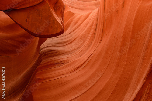 Orange colored rocks in the Lower Antelope Canyon, Arizona, USA. Abstract background. photo