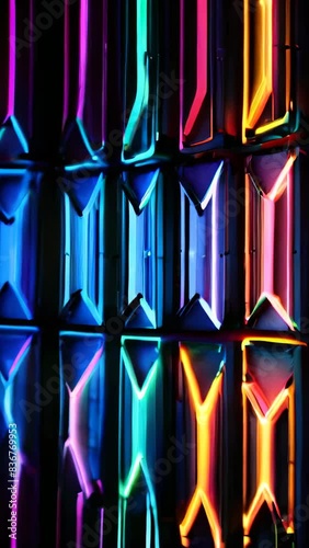 Geometric abstact background with neon lights.