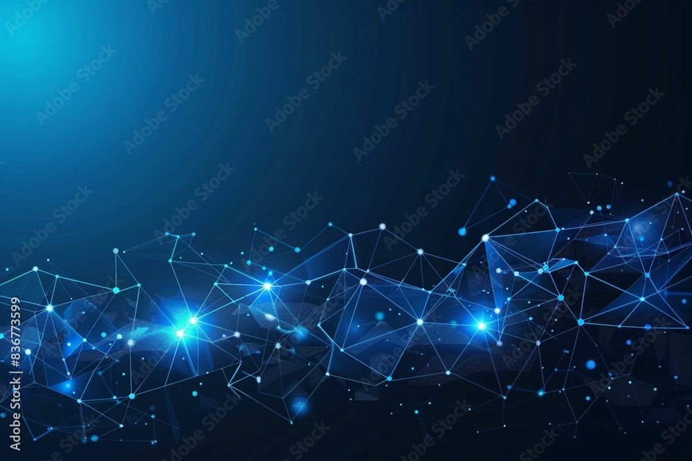 Obraz premium Abstract Futuristic - Molecules Technology With Polygonal Shapes on Dark Blue Background. Illustration Vector Design Digital Technology Concept.