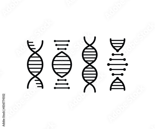 DNA icons symbol vector design simple black white illustration collections sets isolated