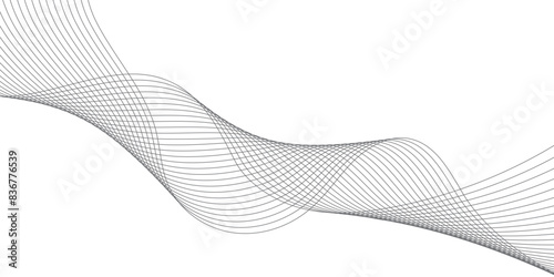 Abstract background with silver waves for banner. Medium banner size. Vector background with lines. Element for design isolated on white. Gold, metal