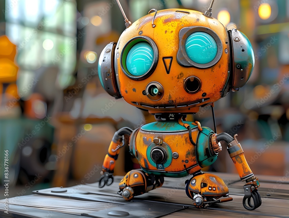 Quirky and Whimsical Robot Character Design with Playful Expression Quirky and Whimsical Robot Character Design with Playful Expression