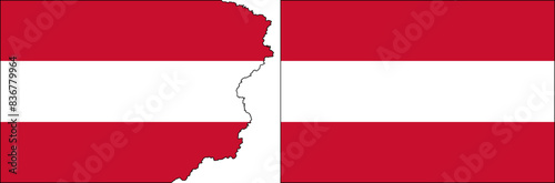 The Austrian flags vector. Standard flag and with torn edges