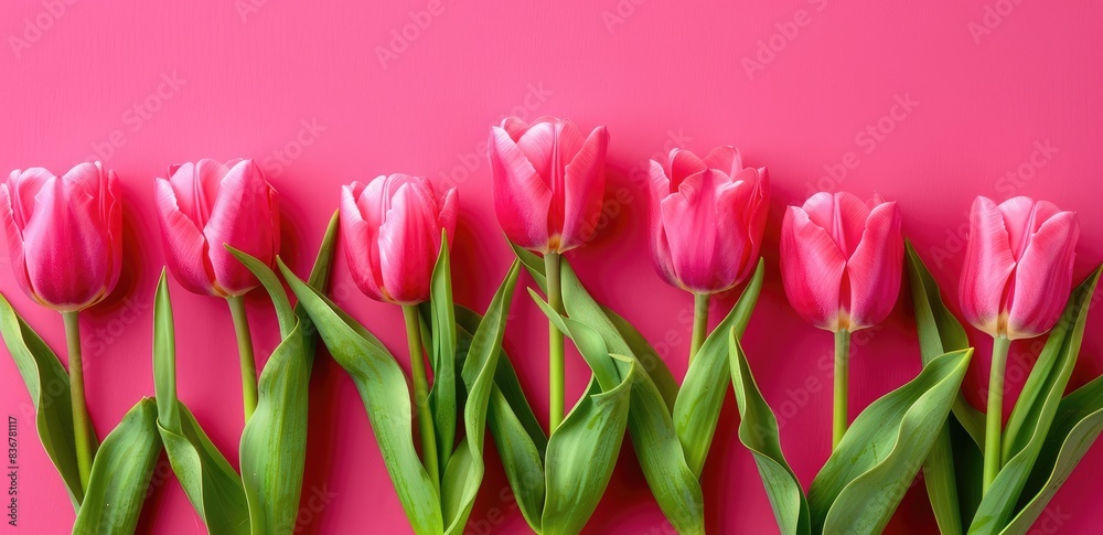 Pink Tulips on Pink Background Pink Tulips on Pink Background