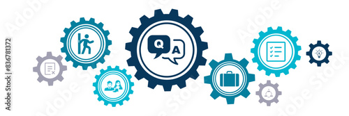 Offboarding hr measures vector illustration. Concept with icons related to handover of responsibilities, layoff workers, resignation, change management, downsizing & dismissal, contract termination.