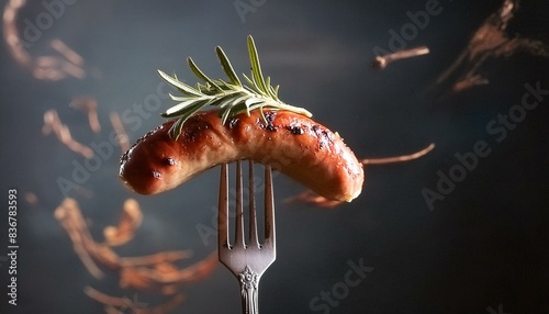 sausage on fork isolated