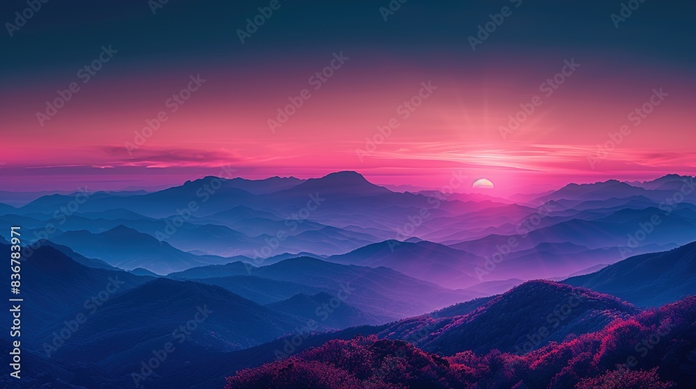 Fototapeta premium Minimalist Landscape: Tranquil Mountain View Computer Wallpaper