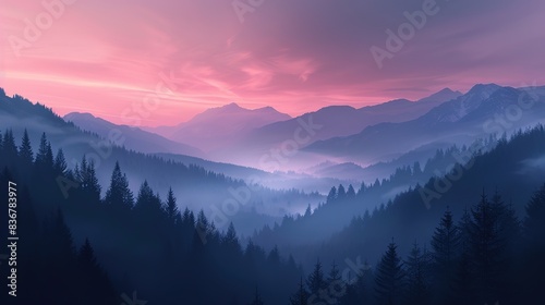 Minimalist Landscape: Tranquil Mountain View Computer Wallpaper