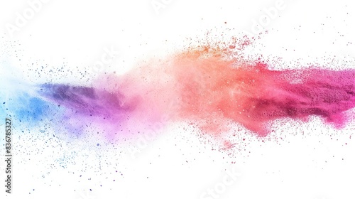 Abstract powder splatted background. Colorful powder explosion on white background. Colored cloud. Colorful dust explode. Paint Holi  