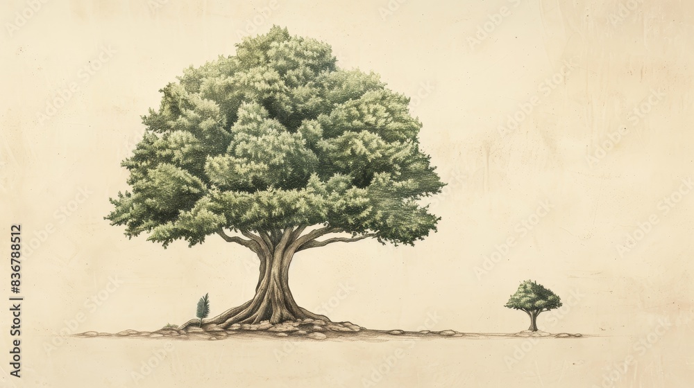 Parable of the Mustard Seed Illustration, Growing Tree, Beige ...