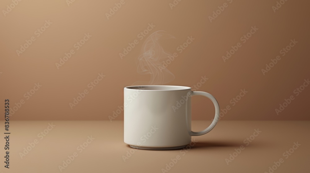 A plain white ceramic mug filled with steaming hot tea, set against a simple, uncluttered background, evoking a feeling of comfort and simplicity. A plain white ceramic mug filled with steaming hot tea, set against a simple, uncluttered background, evoking a feeling of comfort and simplicity.