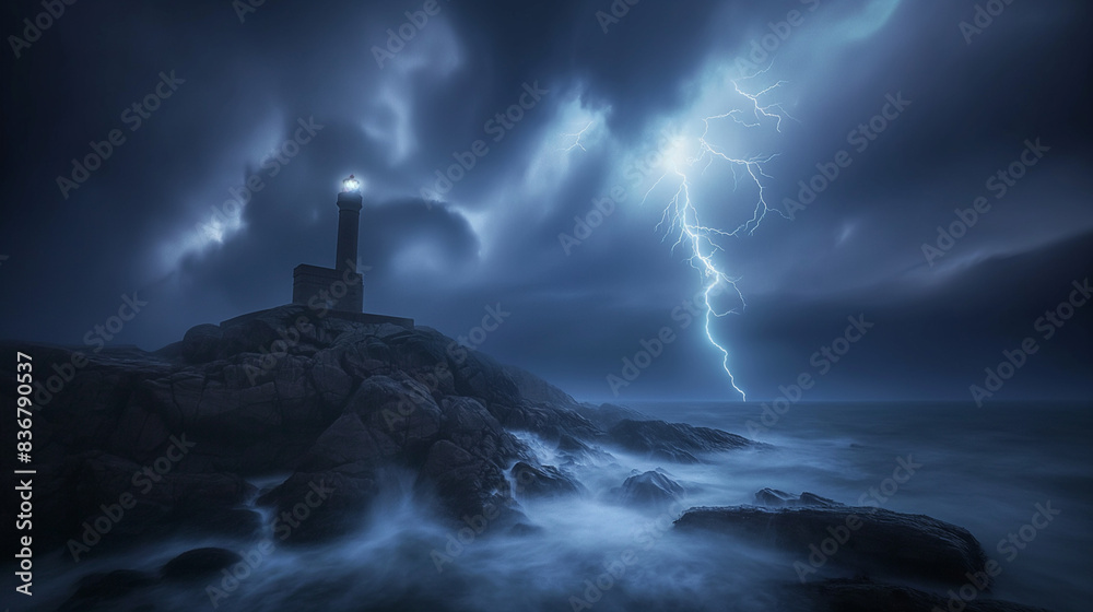 Lighthouse at stormy night Lighthouse at stormy night
