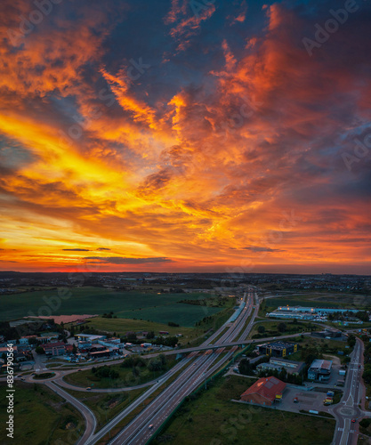 Amazing sunset over the Tricity beltway. Poland © Patryk Kosmider