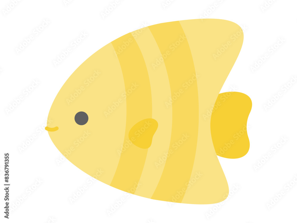 エンゼルフィッシュのベクターイラスト素材_黄色の魚 エンゼルフィッシュのベクターイラスト素材_黄色の魚