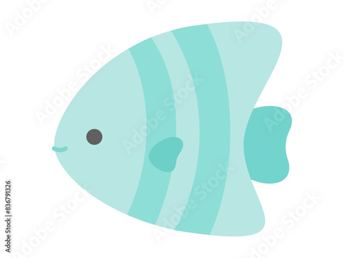 エンゼルフィッシュのベクターイラスト素材＿グリーンの魚