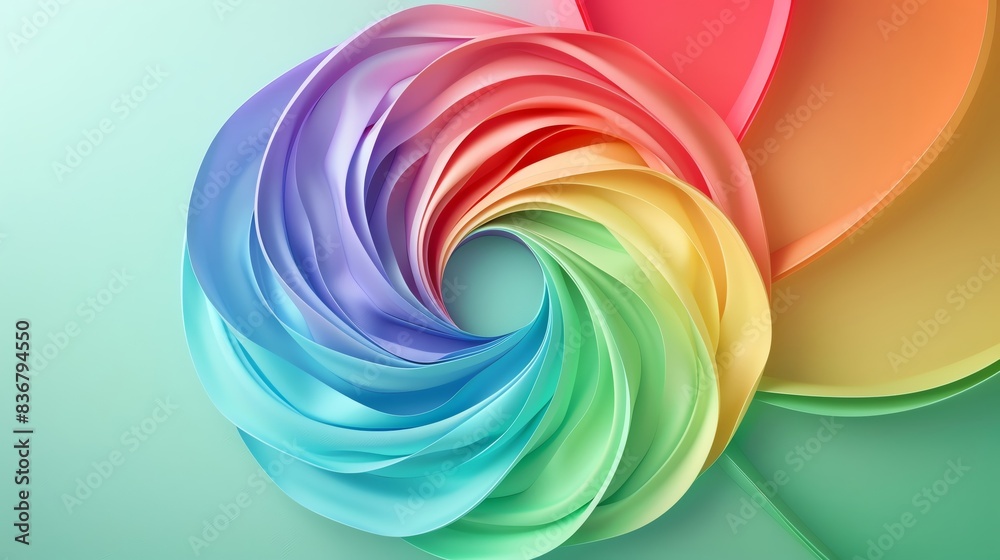 rainbow colors, wave gradient shape over Pistachio green background, round, centered rainbow colors, wave gradient shape over Pistachio green background, round, centered