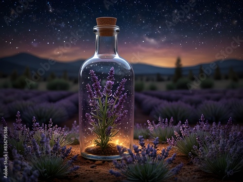 lavender flowers in a bottle lavender flower in a bottle landscape with stars christmas tree in the night