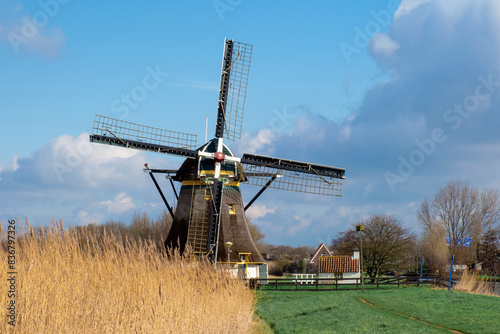 Old Windmill Holland Netherland Westland Sky Blue Green Grass