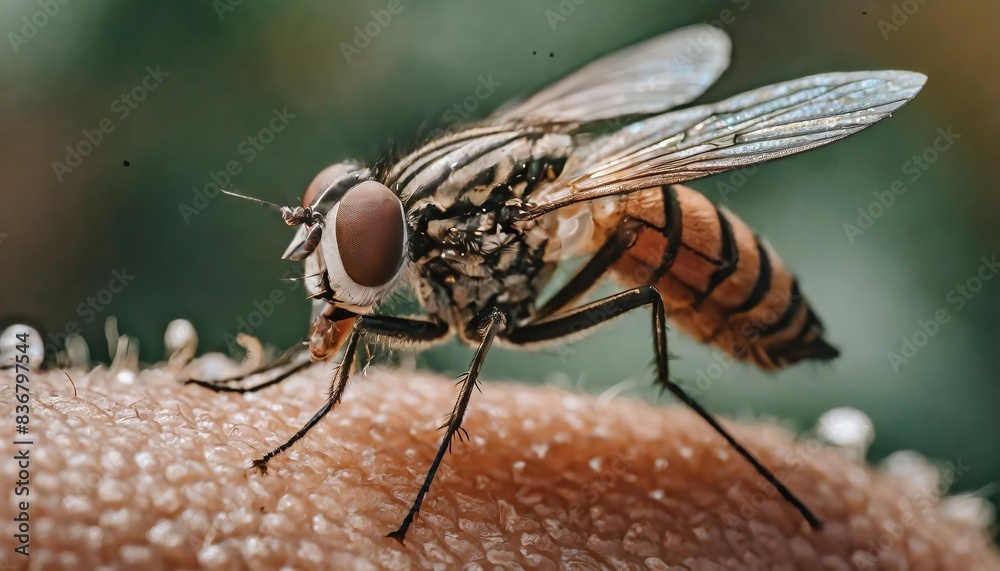 Obraz premium Symbol, Tier, Insekt, Nahaufnahme einer Schmeißfliege, Calliphoridae, KI - generiert