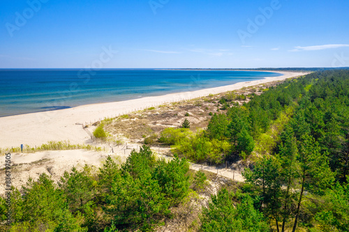 Beautiful scenery of Baltic Sea beach in Sobieszewo at summer   Poland