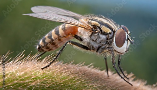 Symbol, Tier, Insekt, Nahaufnahme einer Schmeißfliege, Calliphoridae, KI - generiert photo