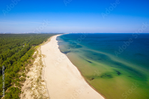 Beautiful scenery of Baltic Sea beach in Sobieszewo at summer   Poland