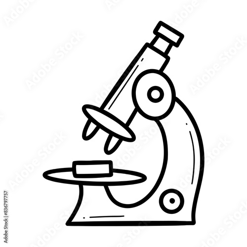 Microscope in a doodle style isolated on white background. Vector illustration.