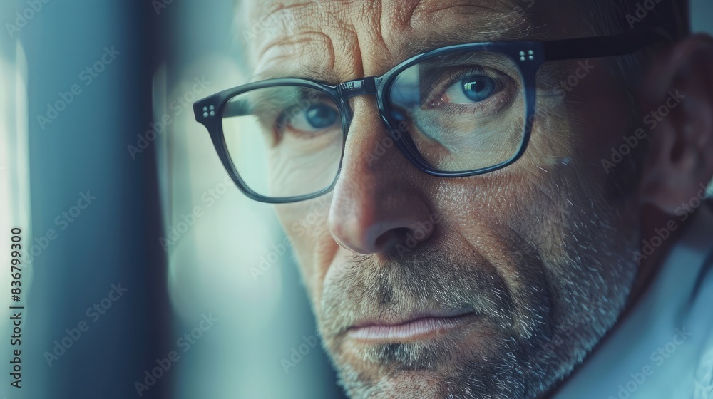 Businessman with a focused and intense look, working on a project Businessman with a focused and intense look, working on a project