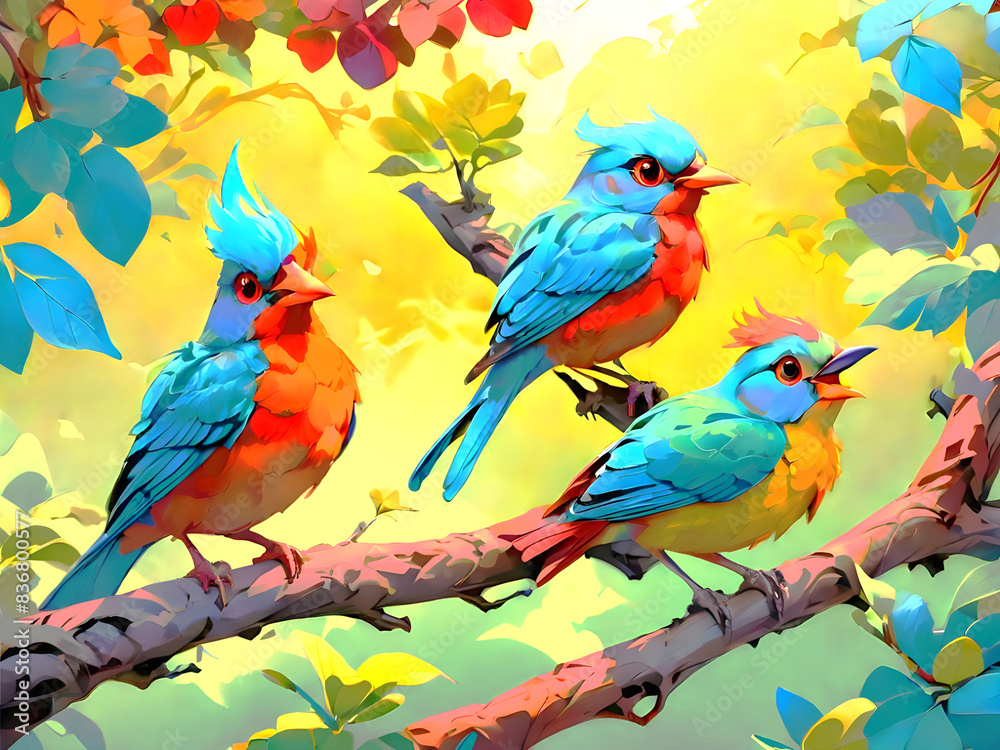 Obraz premium Colorful Kingfisher with long black beak .