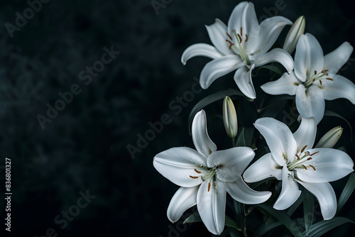 white flowers on black background © areeba