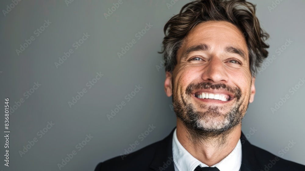 Businessman's face showing satisfaction after closing a deal Businessman's face showing satisfaction after closing a deal