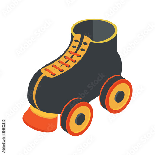 Isometric roller skate - hand drawn vector illustration.