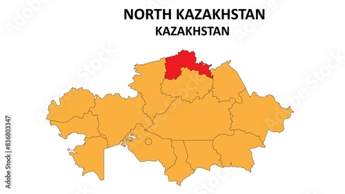 North Kazakhstan Map in Kazakhstan. Regions map of Kazakhstan.