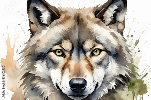 Watercolor, an image of a wolf