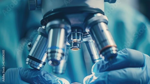 Wallpaper Mural Close-up of a surgeon's hands adjusting a surgical microscope Torontodigital.ca