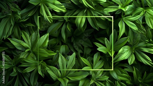 Fennel fronds providing a feathery green base with a vector rectangle overlay placed prominently.