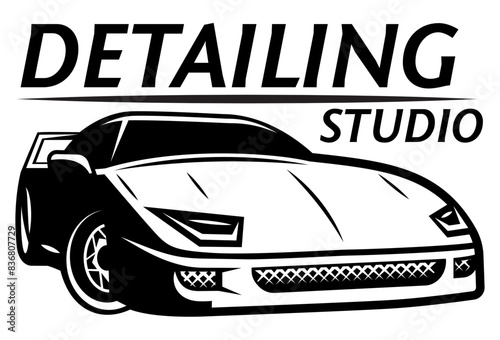 Monochrome vector template with car for design on the theme of tuning