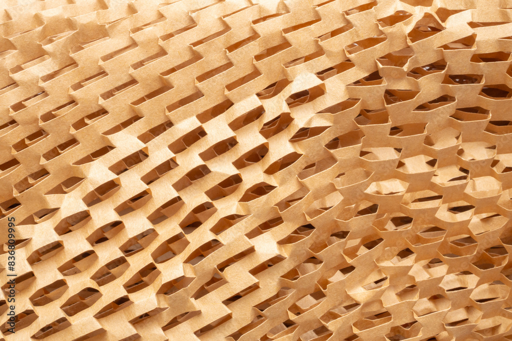 Eco friendly brown paper honeycomb texture wrap background for product packaging parcel carton box