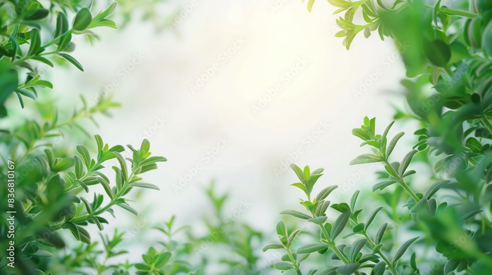 Thyme leaves with a circular frame overlay. Thyme leaves with a circular frame overlay.