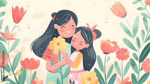 Beautiful colorful color background for Mother's Day celebration. AI Generated