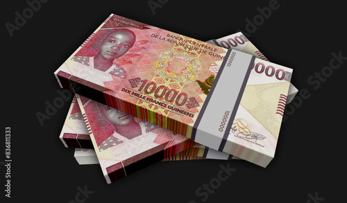 Guinea franc money banknotes pack 3d illustration